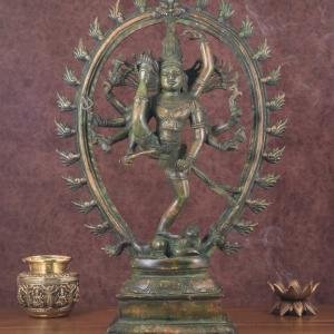 Brass Urdhava Tandava Nataraja | 24.5" x 16" x 6" | Sacred Lifted Dance | Lord Shiva's Supreme Dance | Temple Art | Divine Energy | Jaipurio